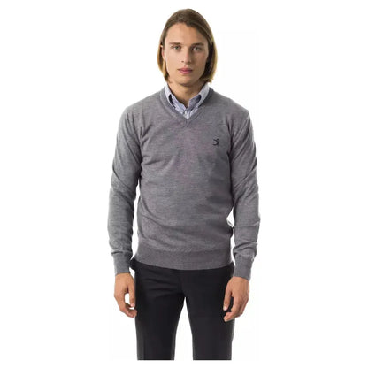 Uominitaliani Gray Merino Wool Men Sweater 1728,67345744032,Clothing,Gray,Men,Men - Clothing,New with tags,S,Sweaters - Clothing,Sweaters - Men - Clothing,Sweatshirts - Sweaters - Clothing,Uominitaliani,XL