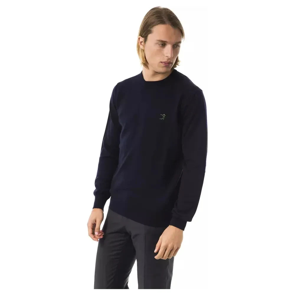 Uominitaliani Blue Merino Wool Men Sweater 1728,67345744032,Blue,Clothing,Men,Men - Clothing,New with tags,S,Sweaters - Clothing,Sweaters - Men - Clothing,Sweatshirts - Sweaters - Clothing,Uominitaliani,XS