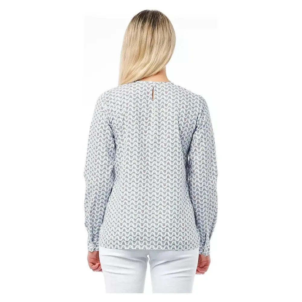 Bagutta White Cotton Women Shirt with Skull Print Closure Detail