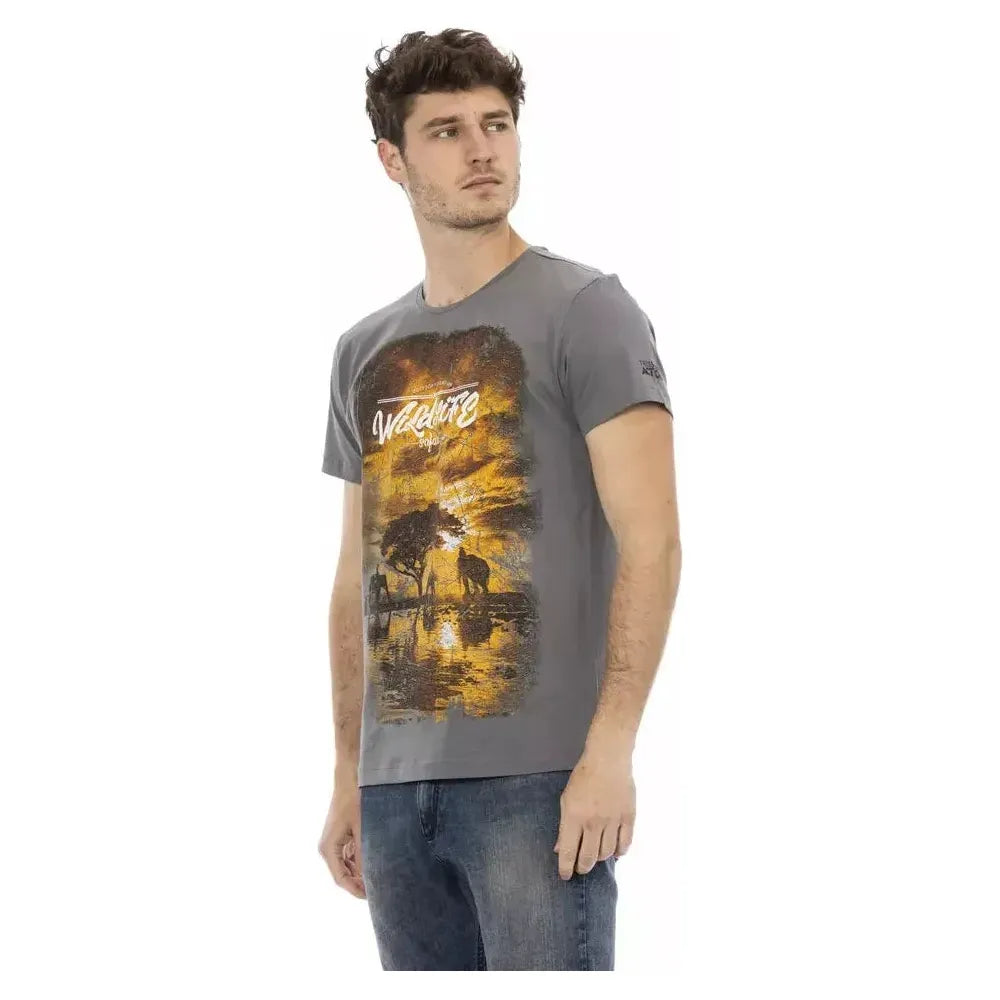 Trussardi Action Gray Cotton Men T-Shirt