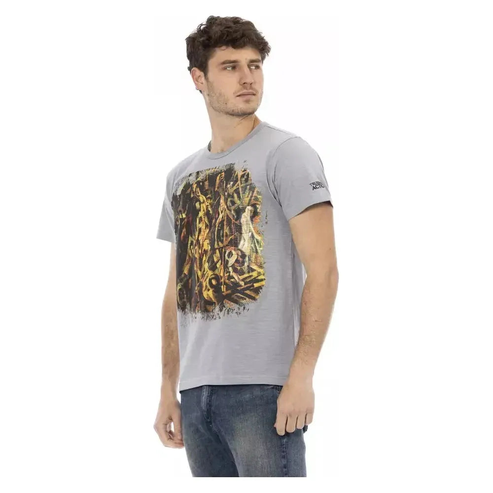 Trussardi Action Gray Cotton Men T-Shirt