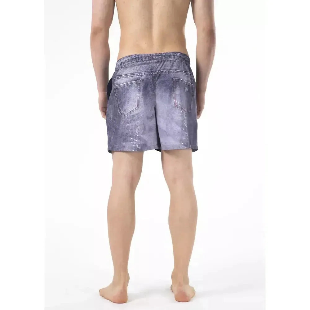 Just Cavalli Blue Polyester Men Swim Shorts