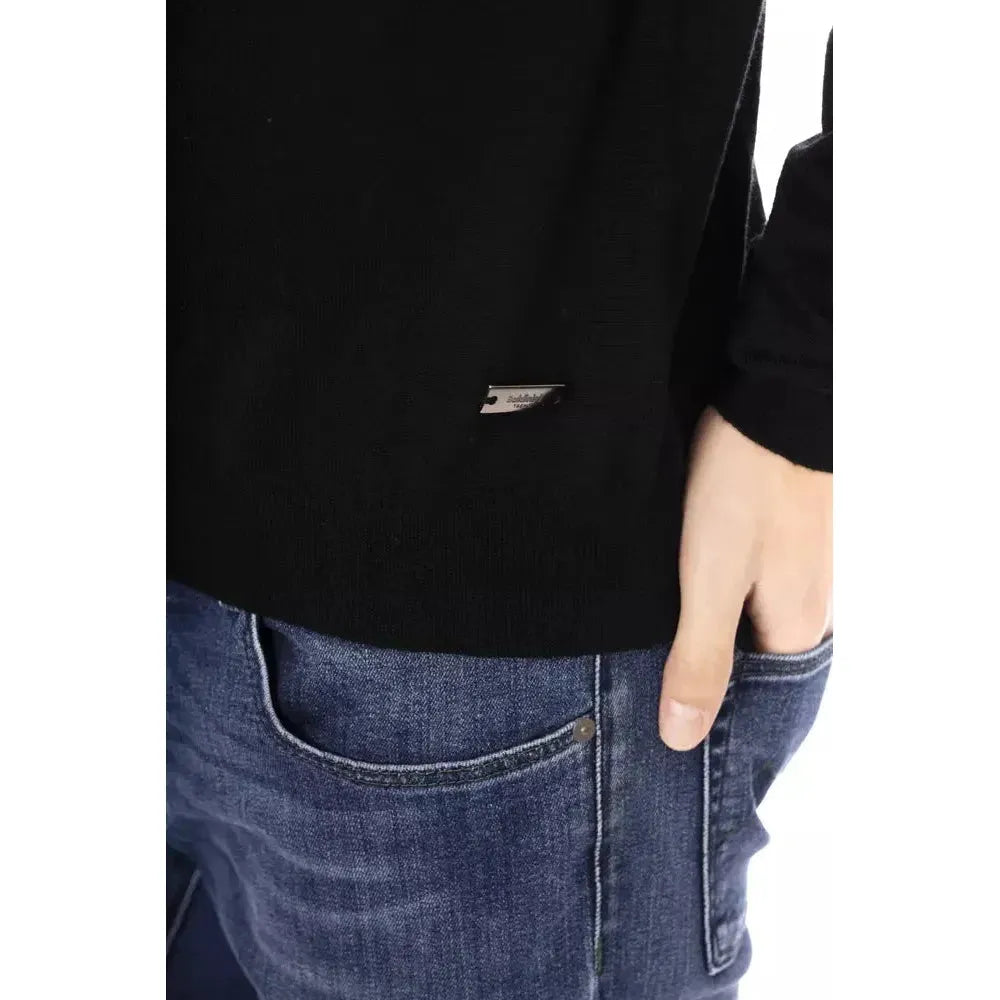 Baldinini Trend Black Fabric Men Sweater with Turtleneck Design