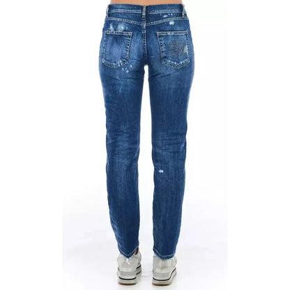 Frankie Morello Blue Cotton Women Jeans