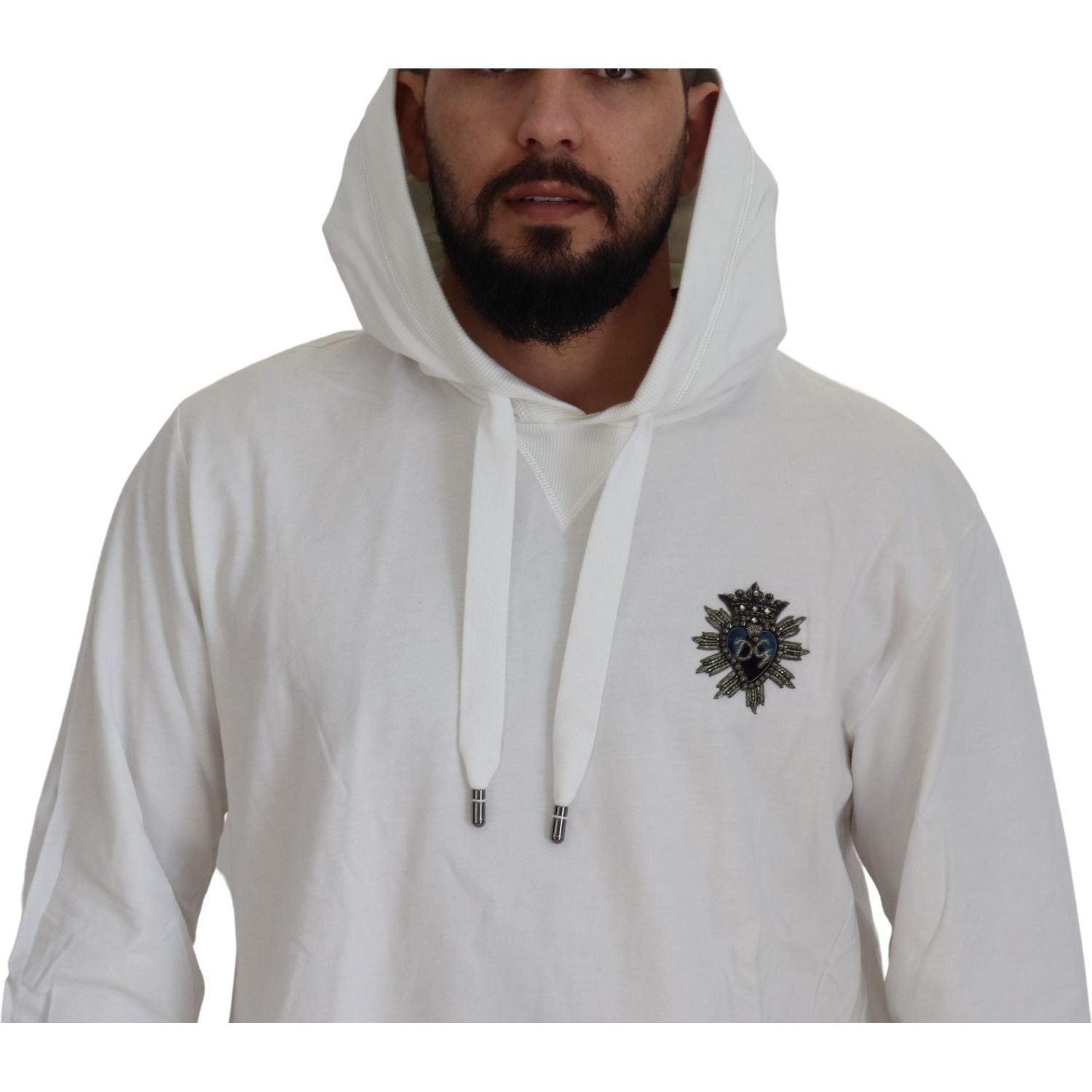 Dolce & Gabbana White Cotton Hooded Sweatshirt Sweater