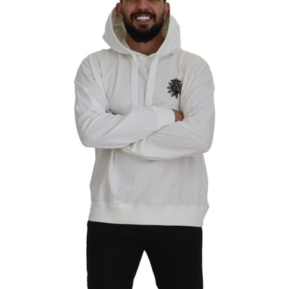 Dolce & Gabbana White Cotton Hooded Sweatshirt Sweater