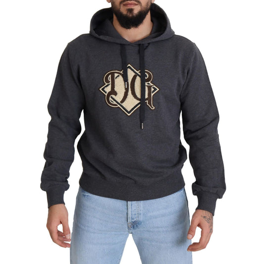 Dolce & Gabbana Gray Logo Cotton Hooded Sweatshirt Sweater