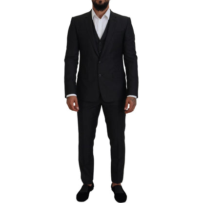 Dolce & Gabbana Gray MARTINI 3 Piece Slim Fit Suit
