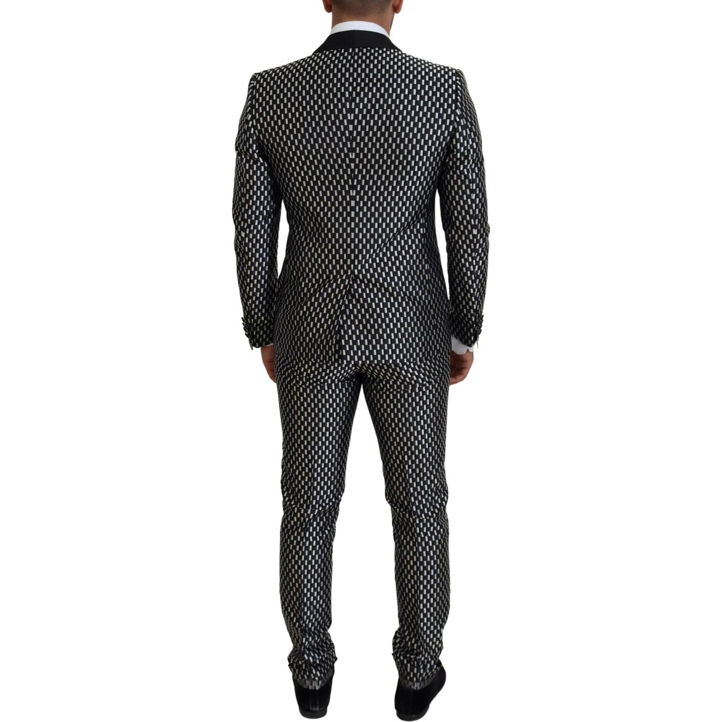 Dolce & Gabbana Dark Gray White Silk MARTINI Slim Fit Suit