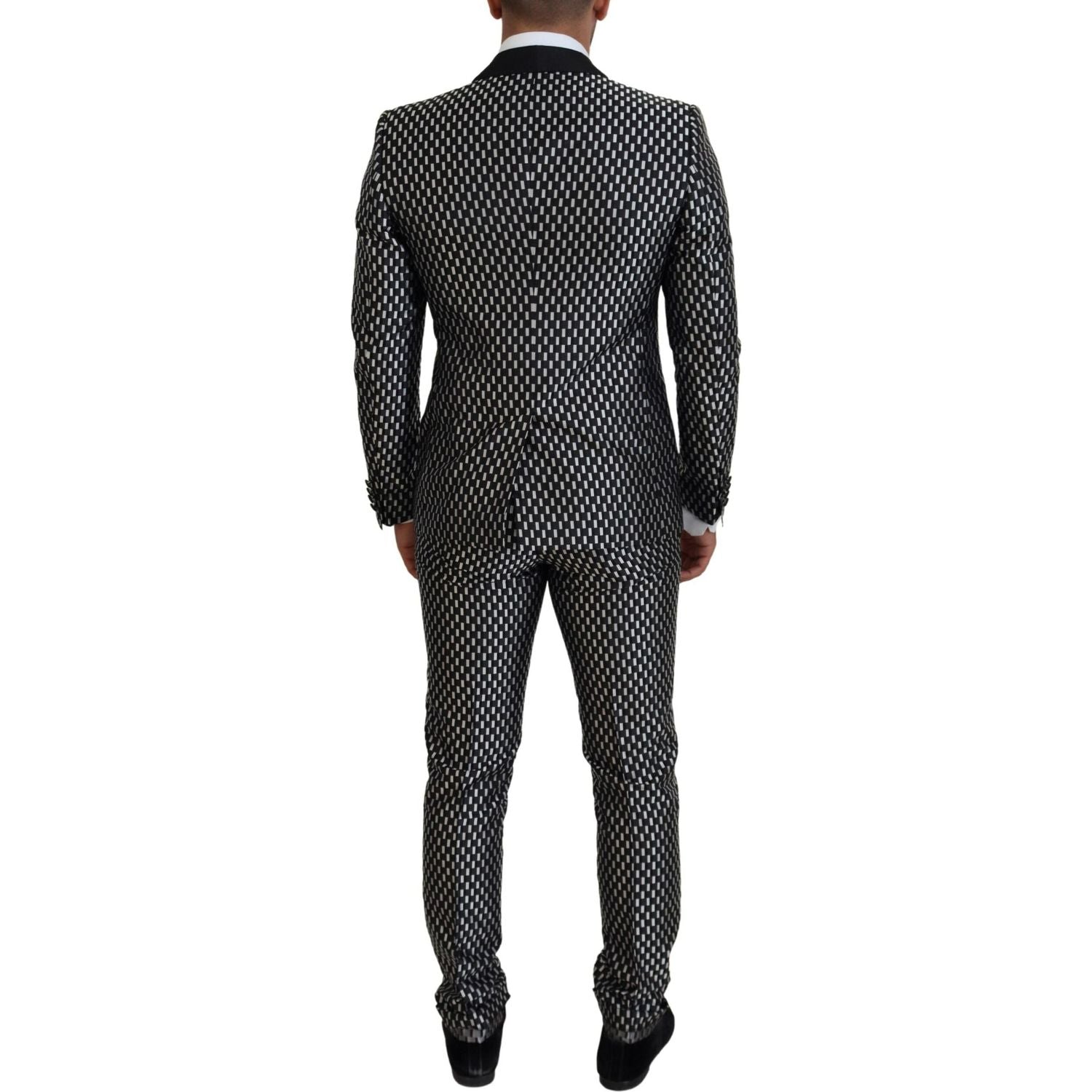 Dolce & Gabbana Dark Gray White Silk MARTINI Slim Fit Suit