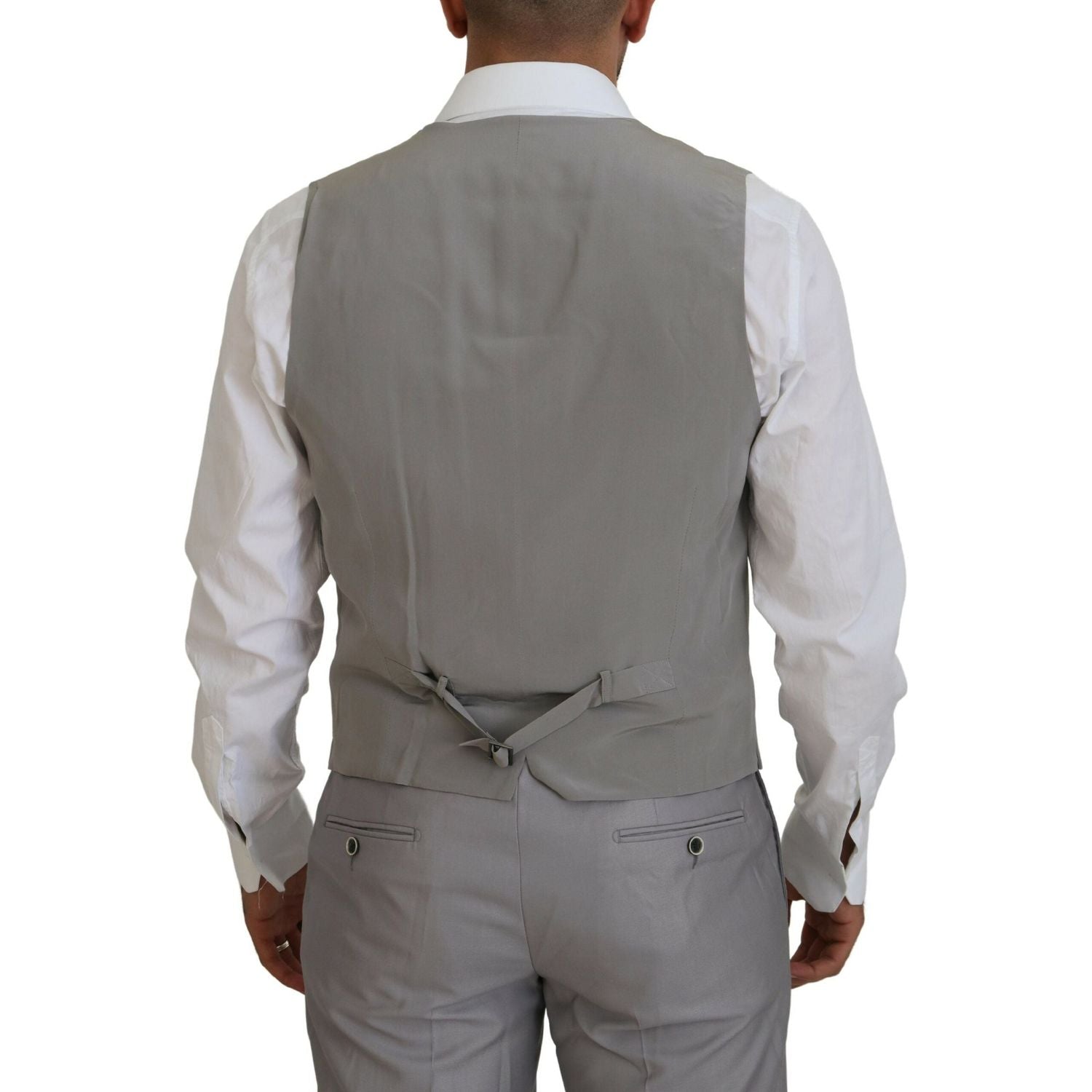 Dolce & Gabbana Silver Wool Silk 3 Piece Slim Fit Suit