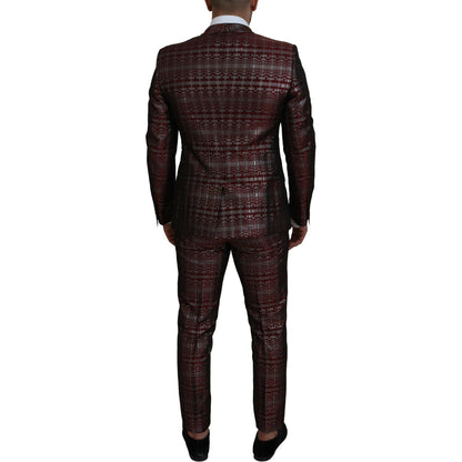 Dolce & Gabbana Bordeaux Silver GOLD Slim Fit Suit
