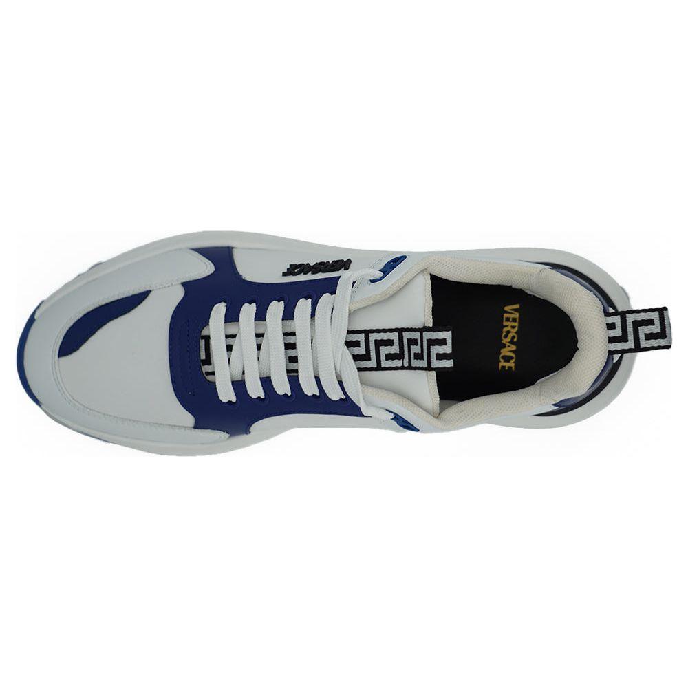Versace Blue and White Calf Leather Sneakers 1728,67466920096,Blue and White,Chunky - Sneakers - Shoes,EU44/US11,Men,New with tags,Shoes,Sneakers - Men - Shoes,Sneakers - Shoes,Versace
