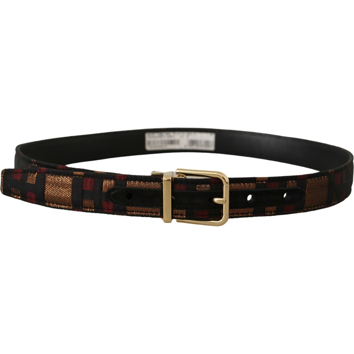 Dolce & Gabbana Multicolor Leather Jacquard Gold Metal Buckle Belt
