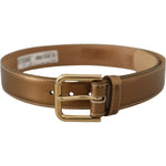 Dolce & Gabbana Elegant Bronze Leather Belt with Logo Buckle Dolce & Gabbana Sienna
