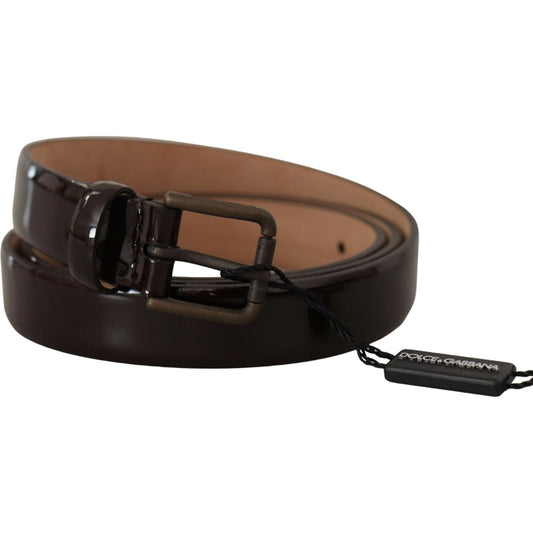 Dolce & Gabbana Black Patent Leather Logo Metal Waist Buckle Belt WMB153 - 90