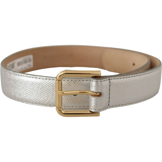 Dolce & Gabbana Silver Leather Gold Tone Logo Metal Waist Buckle Belt wmb167 - 65