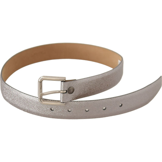 Dolce & Gabbana Metallic Silver Leather Metal Waist Buckle Belt WMB247 - 65