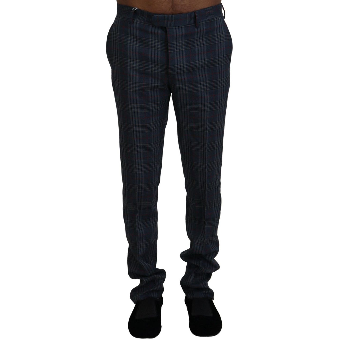 BENCIVENGA Gray Pure Wool Men Checkered Pants