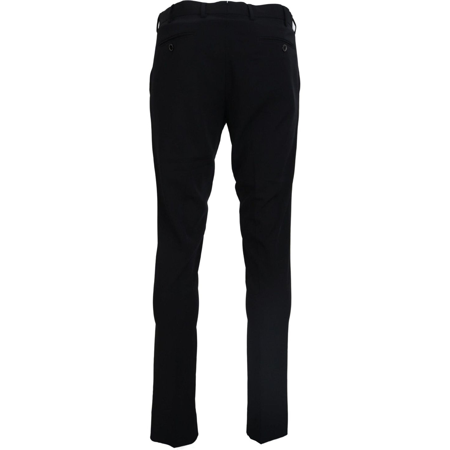 Domenico Tagliente Black Tapered Dress Formal Pants Domenico Tagliente