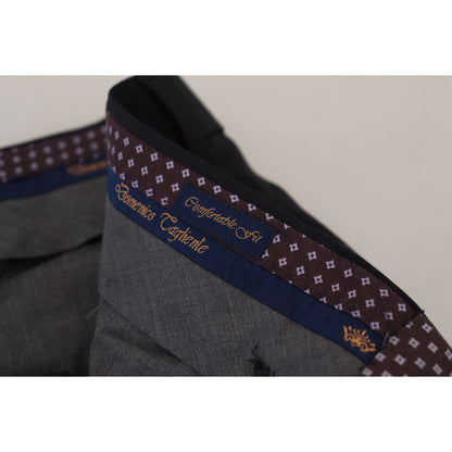 Domenico Tagliente Black Tapered Dress Formal Pants Domenico Tagliente