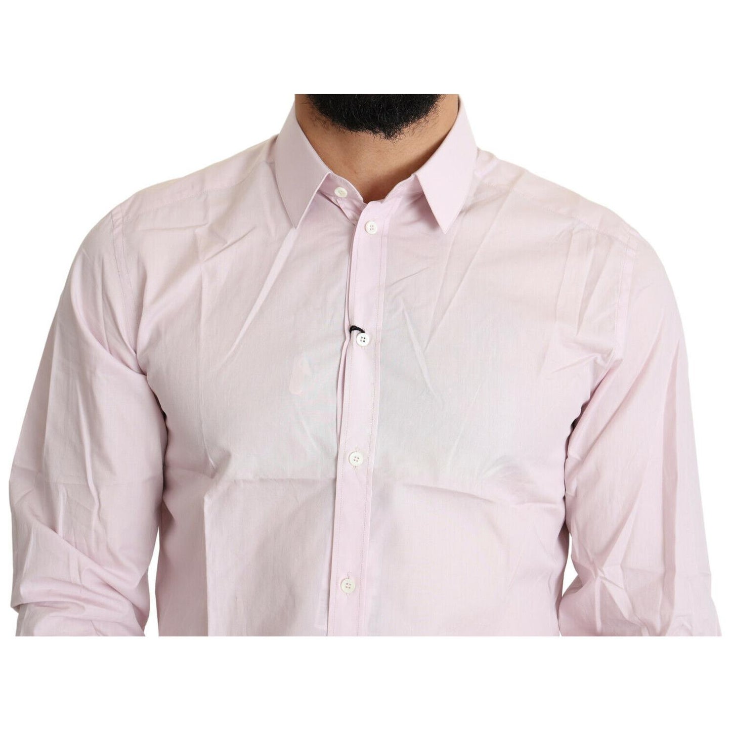 Dolce & Gabbana Light Pink Cotton Formal GOLD Dress Shirt