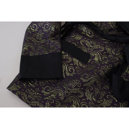 Dolce & Gabbana Gold Purple Baroque Jacket Blazer Robe