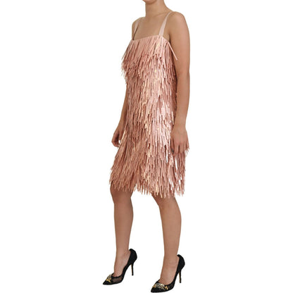 Dolce & Gabbana Pink Tinsel Sleeveless Shift A-line Dress