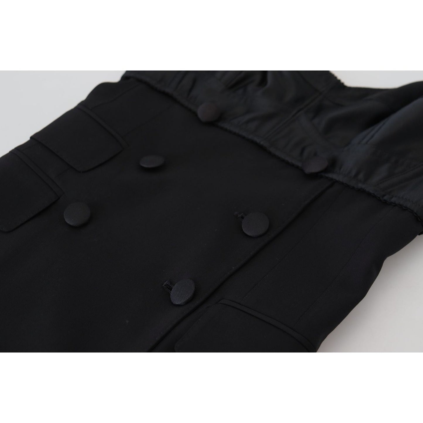 Dolce & Gabbana Black Fit Wool Stretch Sheath Mini Dress