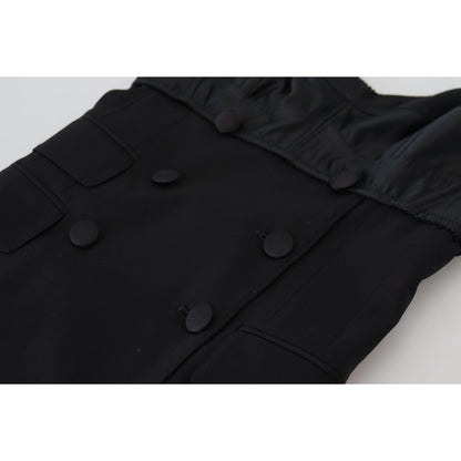 Dolce & Gabbana Black Fit Wool Stretch Sheath Mini Dress