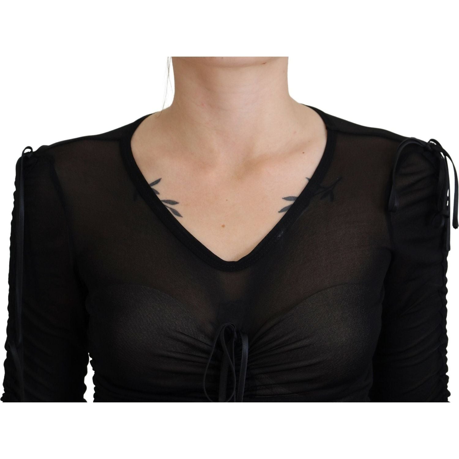 Dolce & Gabbana Black Viscose Bodycon Sheath Midi Dress