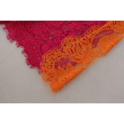 Dolce & Gabbana Pink Orange Lace Cotton High Waist Shorts