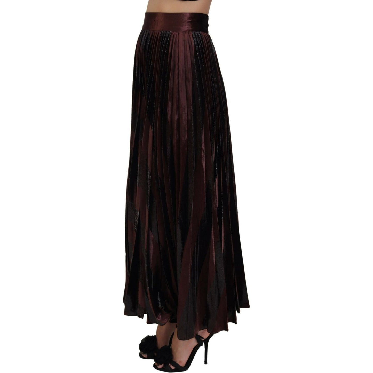 Dolce & Gabbana Brown Polyester High Waist A-line Maxi Skirt