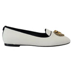Dolce & Gabbana White Velvet Slip Ons Loafers Flats Shoes