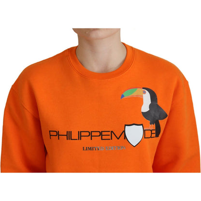 Philippe Model Orange Printed Long Sleeves Pullover Sweater