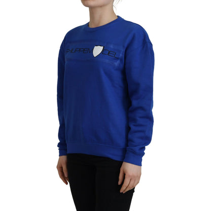 Philippe Model Blue Printed Long Sleeves Pullover Sweater