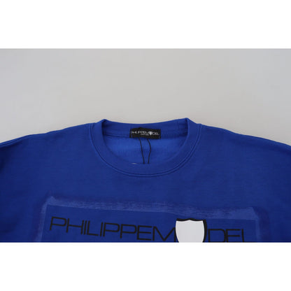 Philippe Model Blue Printed Long Sleeves Pullover Sweater