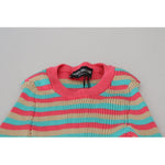 Dolce & Gabbana Multicolor Crewneck Pullover Silk Sweater