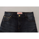 Fiorucci Dark Blue Washed Mid Waist Pencil Cut Denim Skirt