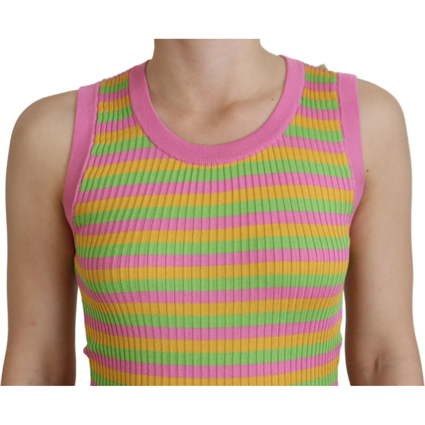 Dolce & Gabbana Multicolor Silk Vest Pullover Tank Top