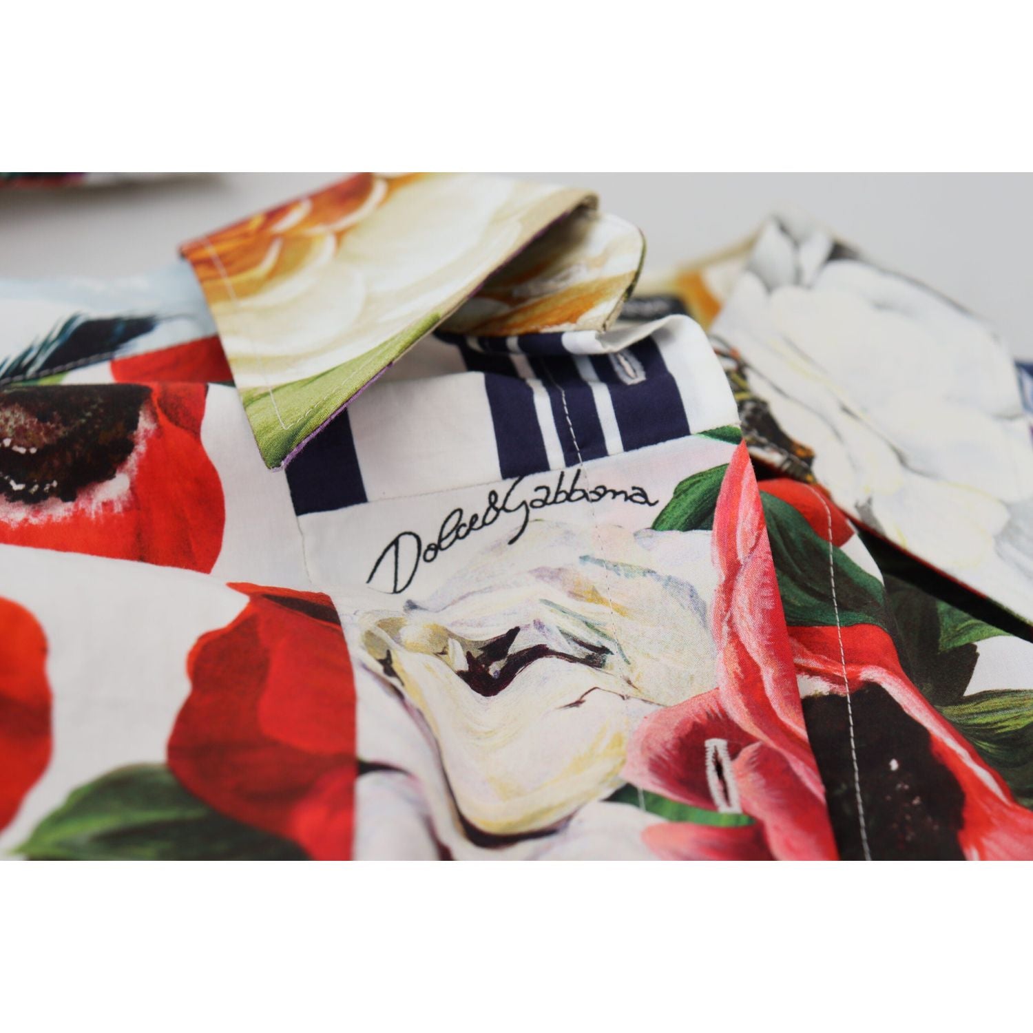 Dolce & Gabbana Multicolor Floral Cotton Collared Blouse Top