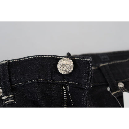 Acht Black Washed Mid Waist Tapered Women Casual Denim Jeans