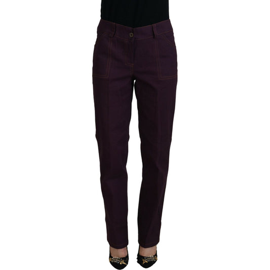 BENCIVENGA Purple Cotton Mid Waist Women Tapered Pants