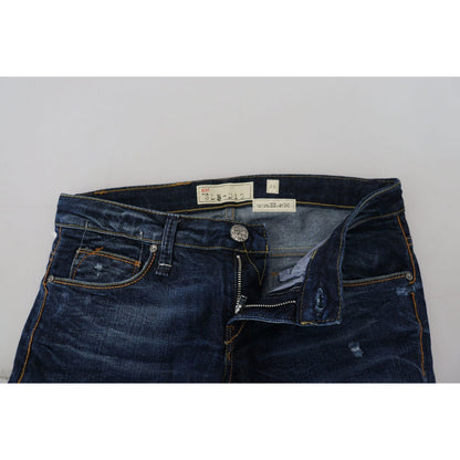 Acht Blue Washed Cotton Low Waist Women Casual Jeans