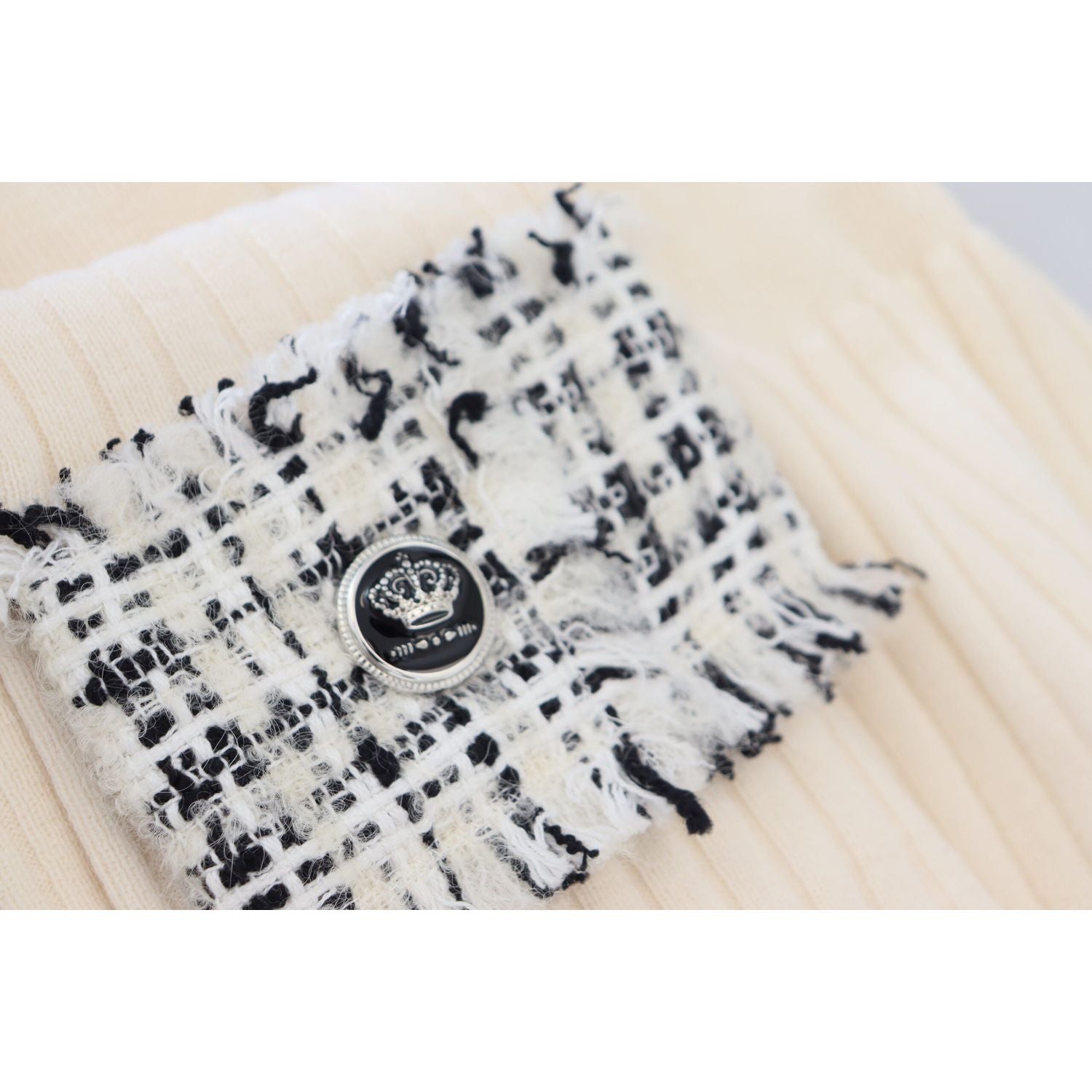 Dolce & Gabbana Ivory Turtleneck Distressed Cuff Pullover Sweater