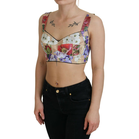 Dolce & Gabbana Multicolor Floral Cropped Bustier Corset Top