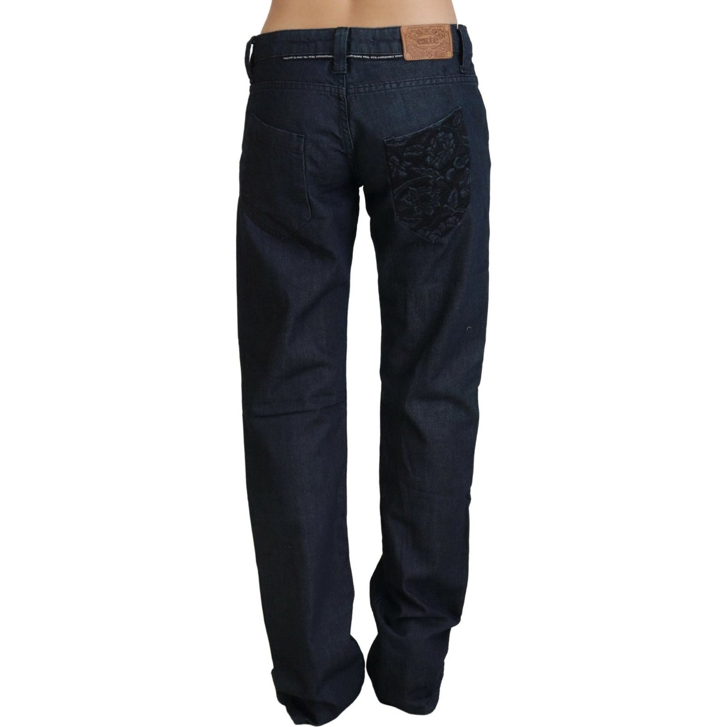 Exte Dark Blue Low Waist Straight Fit Women Denim Jeans