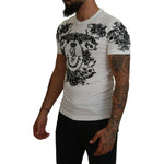 Dolce & Gabbana White DG Crown Floral Crewneck Men T-shirt