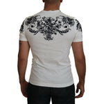 Dolce & Gabbana White DG Crown Floral Crewneck Men T-shirt