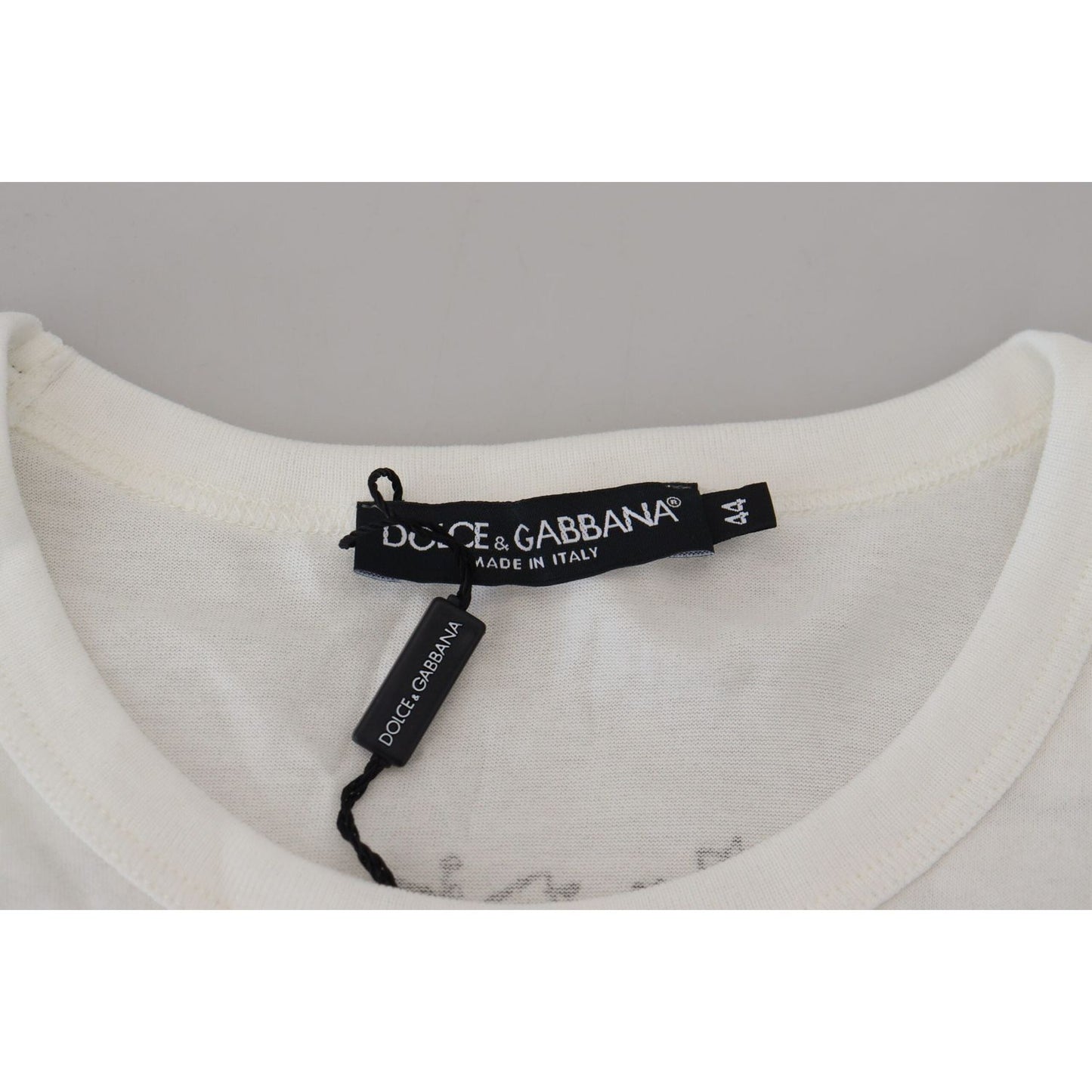 Dolce & Gabbana White DG Crown Floral Crewneck Men T-shirt